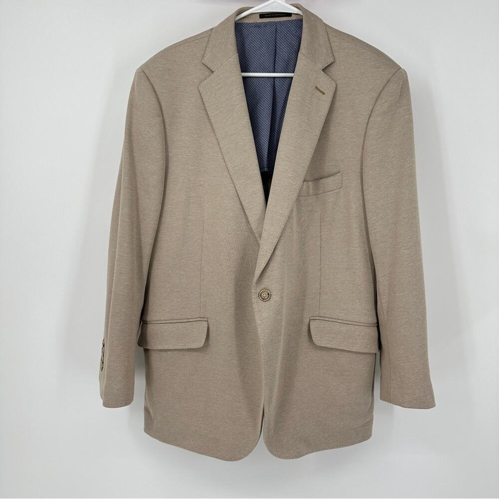 J. HILBURN Tan Sand Tailored Blazer Cotton Sport Coat Jacket Size 46